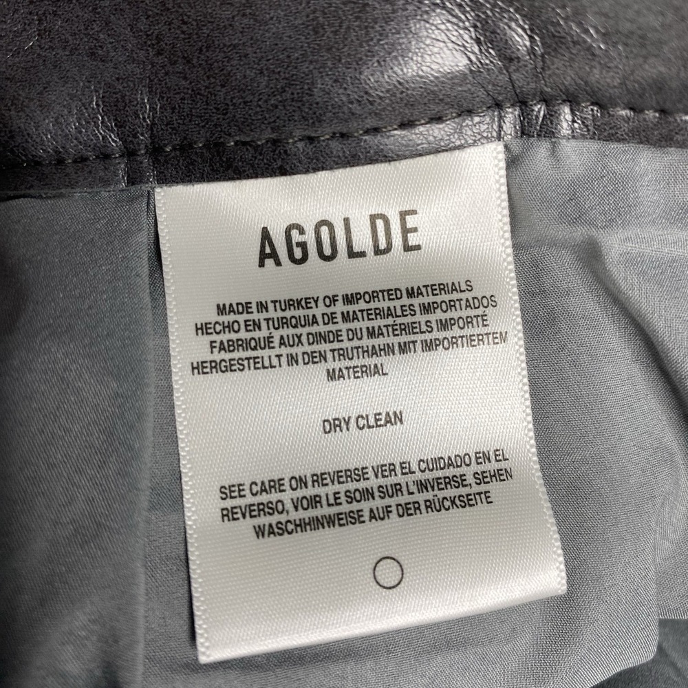 AGOLDE Sloane Recycled Leather-Blend Mid-Rise Straight-Leg Pants Dark Gray - Picture 14 of 15